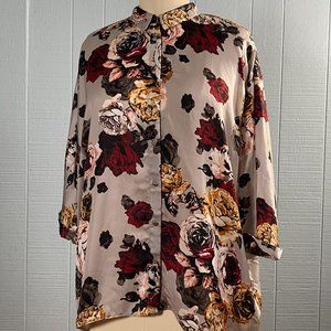 RIVER ISLAND Dolman Sleeve Silky Loose Top Button